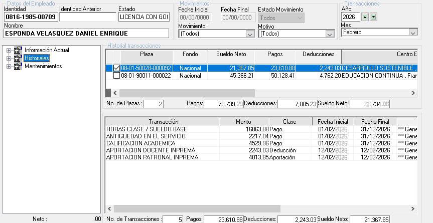 El exministro de Educación, Daniel Esponda, cuenta con dos plazas, una de maestro y la otra de asistencia técnica, que actualmente tiene licencia con goce de sueldo.