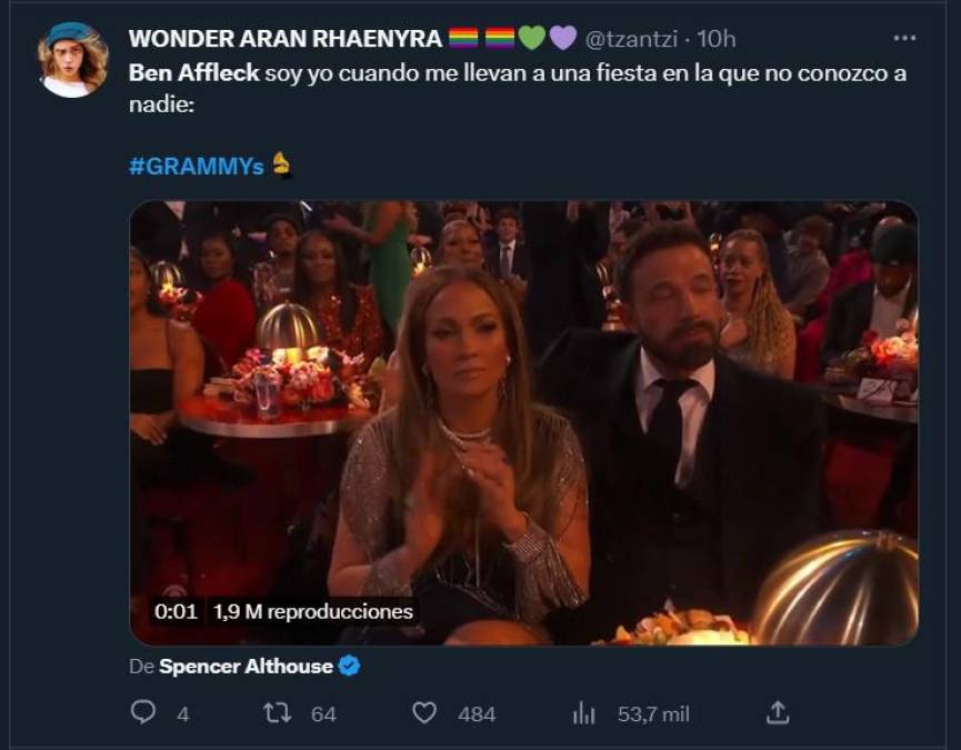 Cara de Ben Affleck en los Grammy deja imperdibles memes