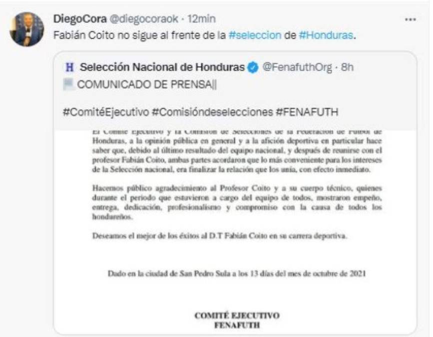 Así reaccionó la prensa internacional tras la separación de Coito de la Selección de Honduras