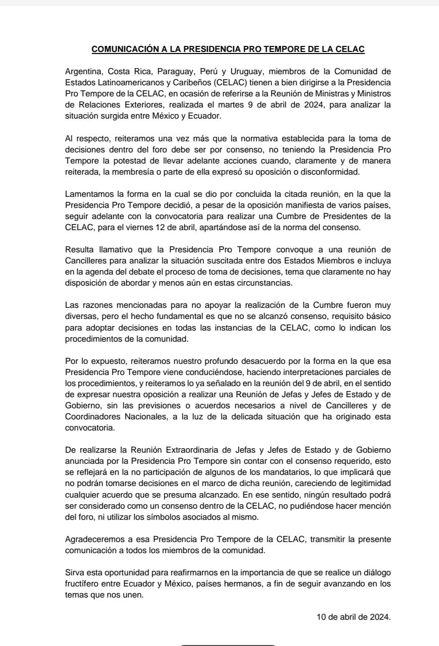 Países de la CELAC rechazan reunión convocada por presidenta Xiomara Castro