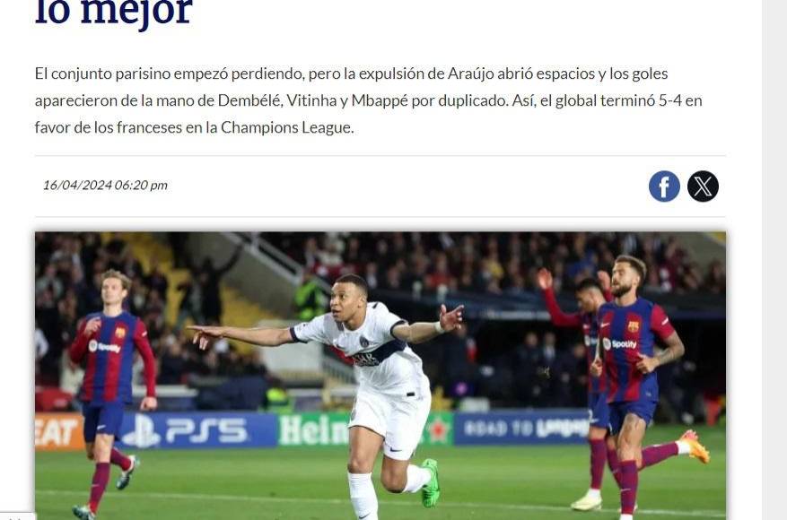Así reaccionaron los medios tras eliminación del Barcelona ante PSG en Champions