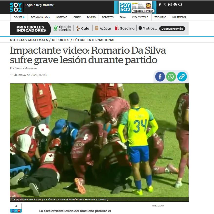 Así reaccionan los medios internacionales tras terrible lesión de Romario da Silva