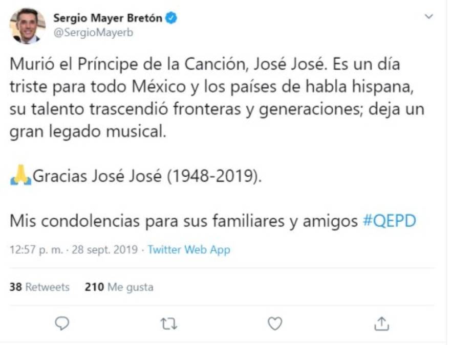 Famosos conmocionados se despiden de José José