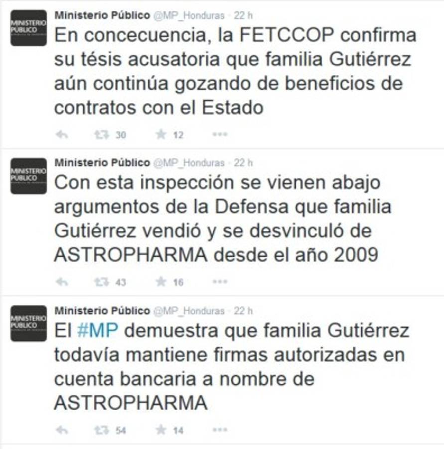 En su cuenta de twitter el Minsiterio Público confirmó la información.