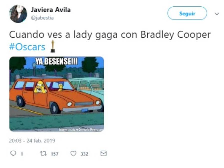 Miradas entre Lady Gaga y Bradley Cooper en los premios Oscar desatan divertidos memes