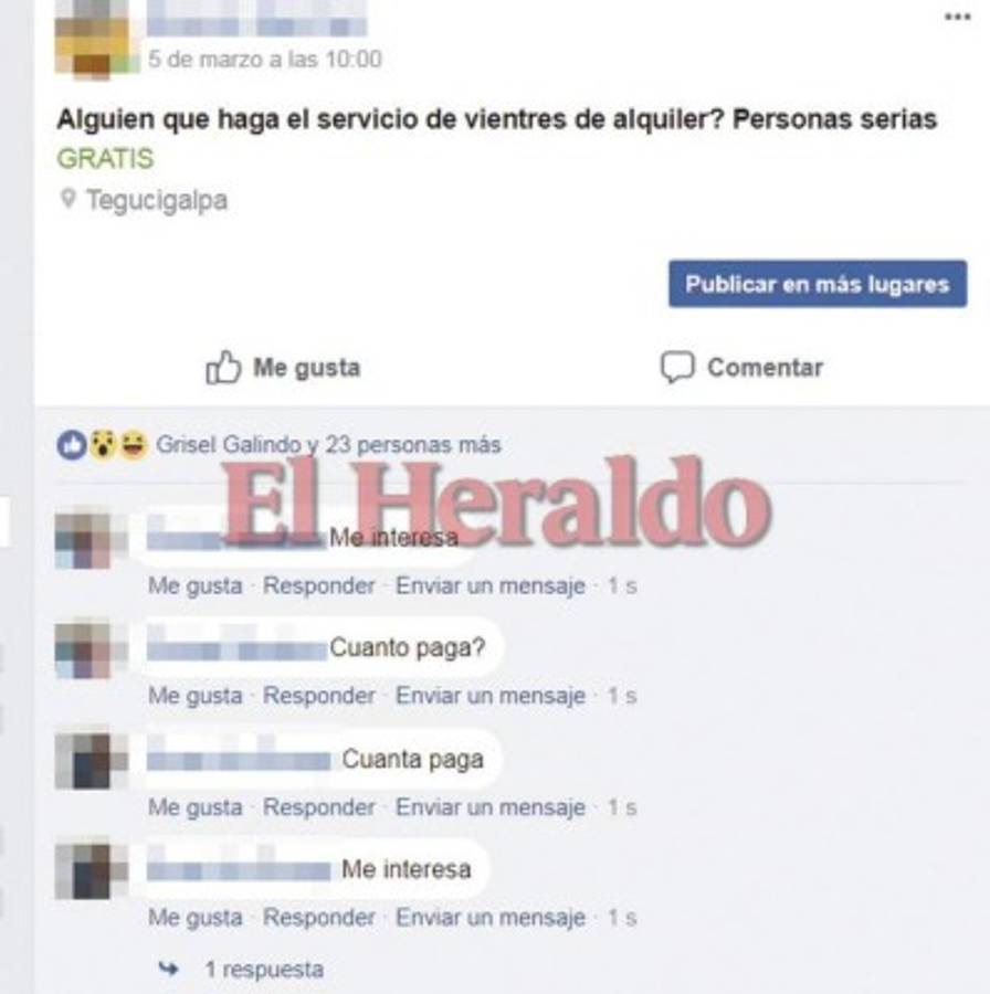 Hasta por redes sociales se alquilan vientres en Honduras