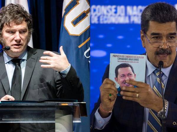 Presidentes de Argentina, Javier Milei, y de Venezuela, Nicolás Maduro.