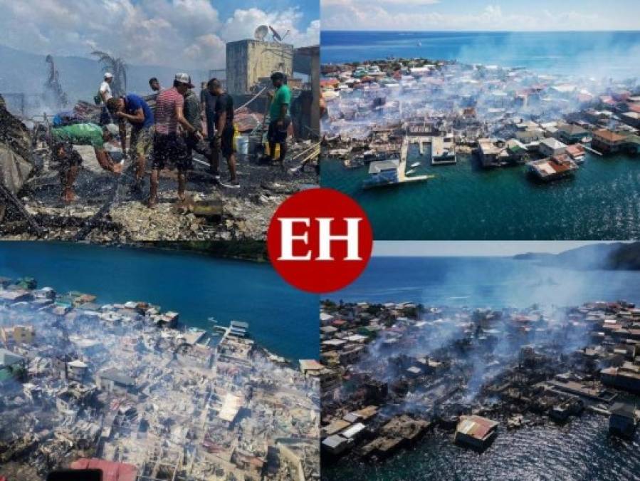 Las dramáticas imágenes del desastre tras el incendio en la isla de Guanaja