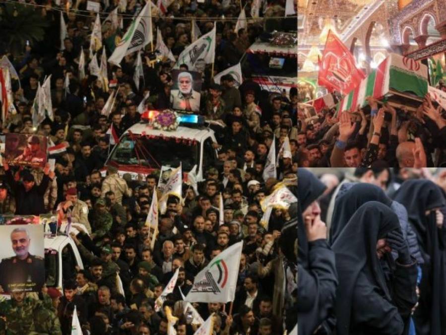 Dolor y sed de venganza en multitudinaria despedida al general Qasim Soleimani en Irak
