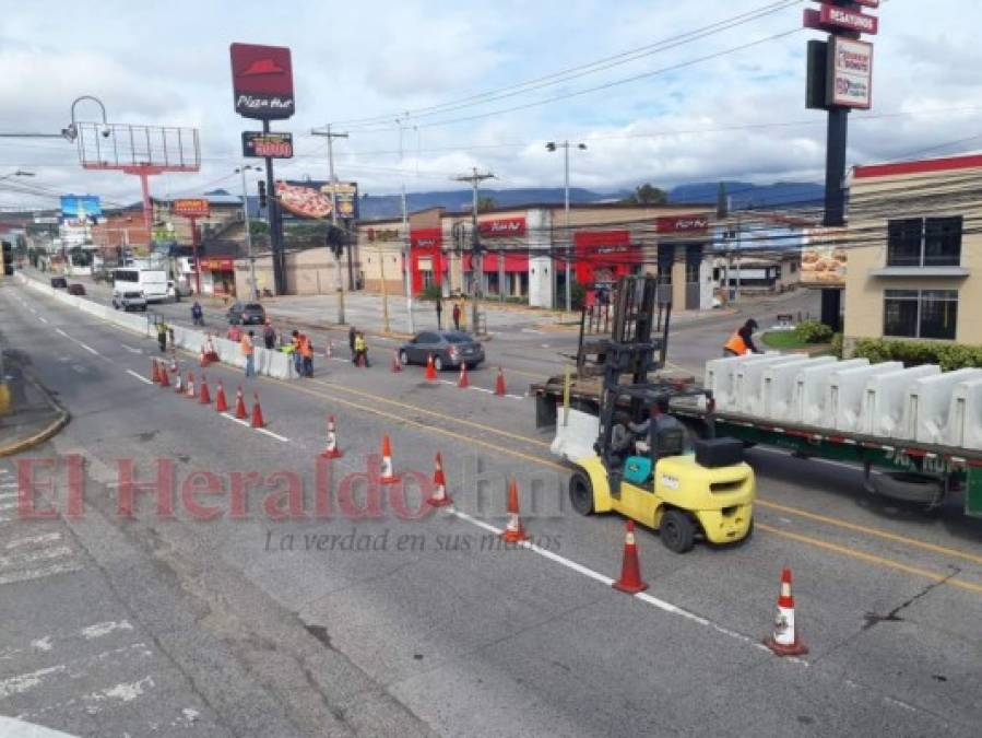 Instalan barreras de concreto a la altura del Aeropuerto Internacional Toncontín