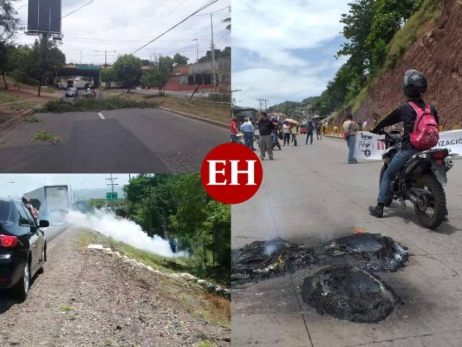 Piedras, llantas, ramas y bombas lacrimógenas: así fueron los bloqueos de calles en la capital de Honduras