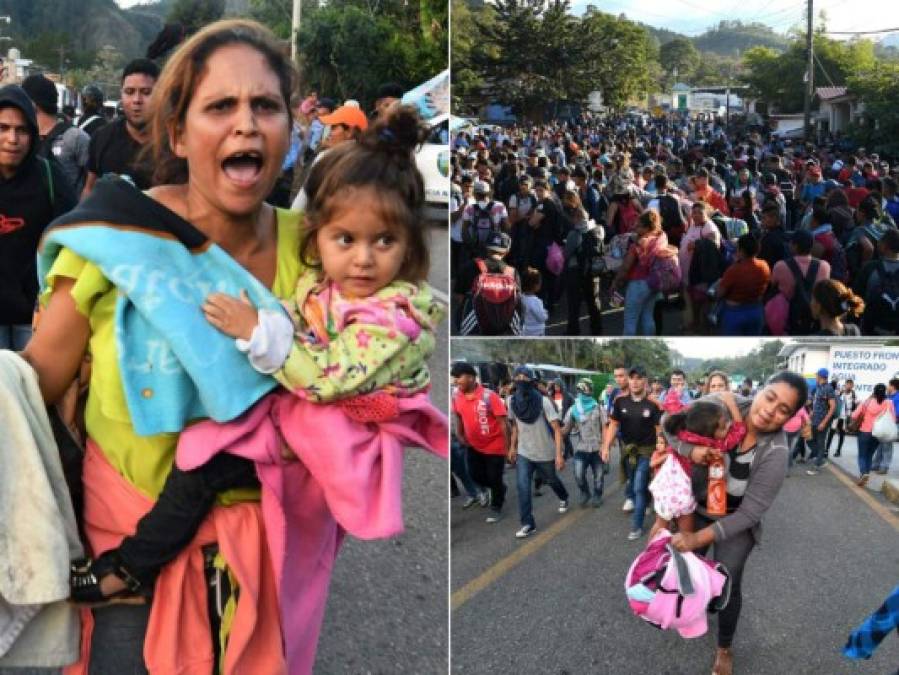 Las tristes imágenes que dejó la segunda gran caravana de hondureños al llegar a la frontera con Guatemala