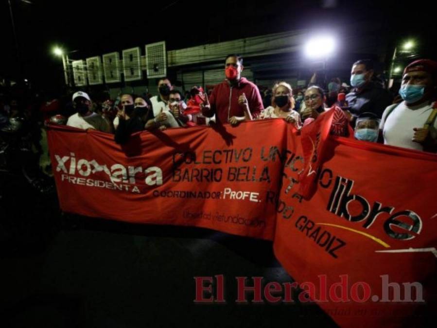 Militantes de Libre se suman a vigilia convocada por presidenta Xiomara Castro en apoyo a Luis Redondo (Fotos)