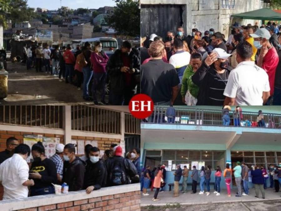 Largas filas sin distanciamiento social en centros de votación de Honduras