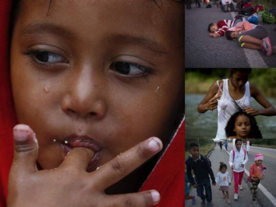 FOTOS: Ellos son los niños hondureños de la caravana migrante que buscan llegar a Estados Unidos