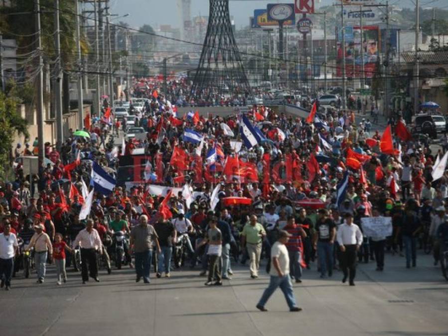 En imágenes, la marcha de la Alianza de Oposición este viernes en la capital de Honduras