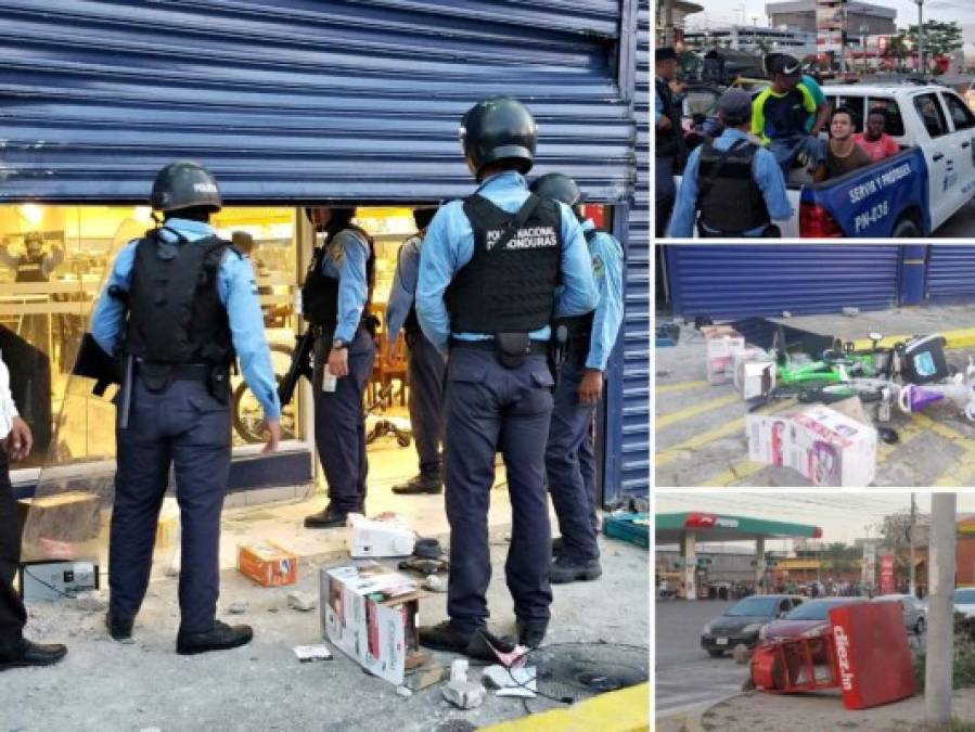 Robos, destrucción y detenidos, las imágenes de los saqueos en San Pedro Sula