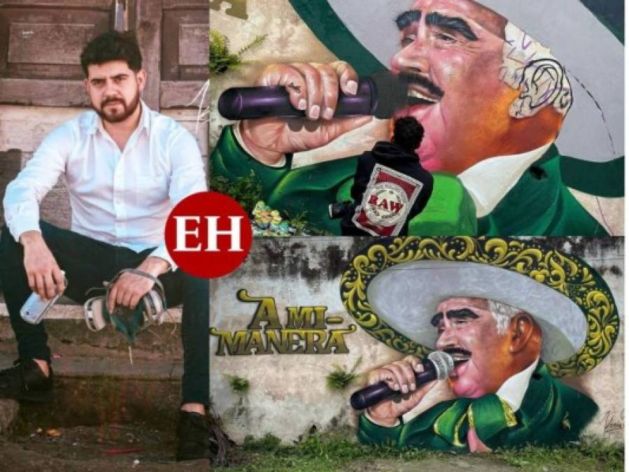 'Desde Honduras para el mundo': Grafitero hondureño inmortaliza a Vicente Fernández con increíble mural (FOTOS)