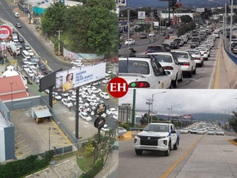 Paro de taxistas: las imágenes del bloqueo y colapso en Tegucigalpa