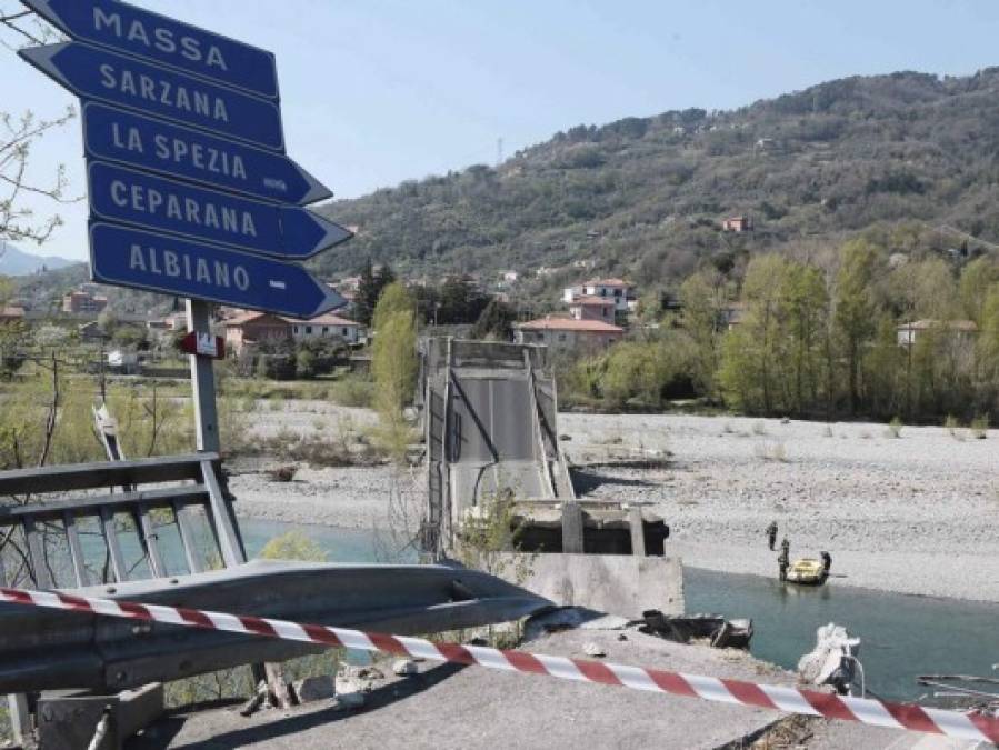 Las fotos que dejó el derrumbe de un puente en Italia