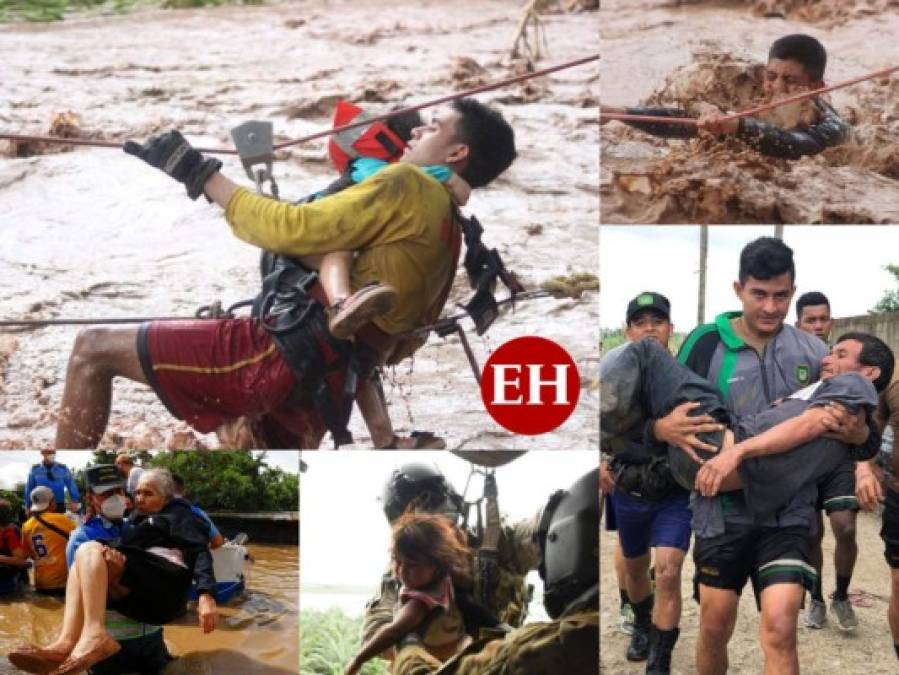 ¡Dispuestos a ofrendar su vida por Honduras! Imágenes de nuestros héroes afrontando el desastre Eta