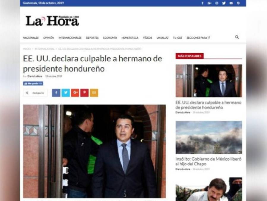 Así cubre la prensa internacional: Tony Hernández culpable