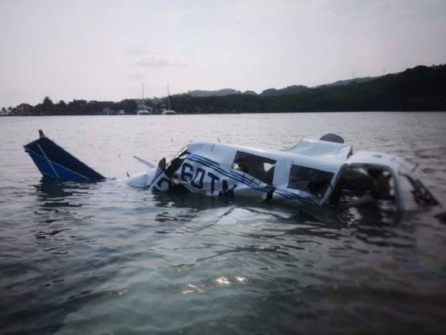 Las imágenes de la avioneta que se estrelló en Roatán y dejó cinco muertos