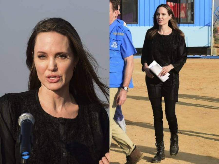 El look de Angelina Jolie durante visita a un campo de refugiados rohinyás