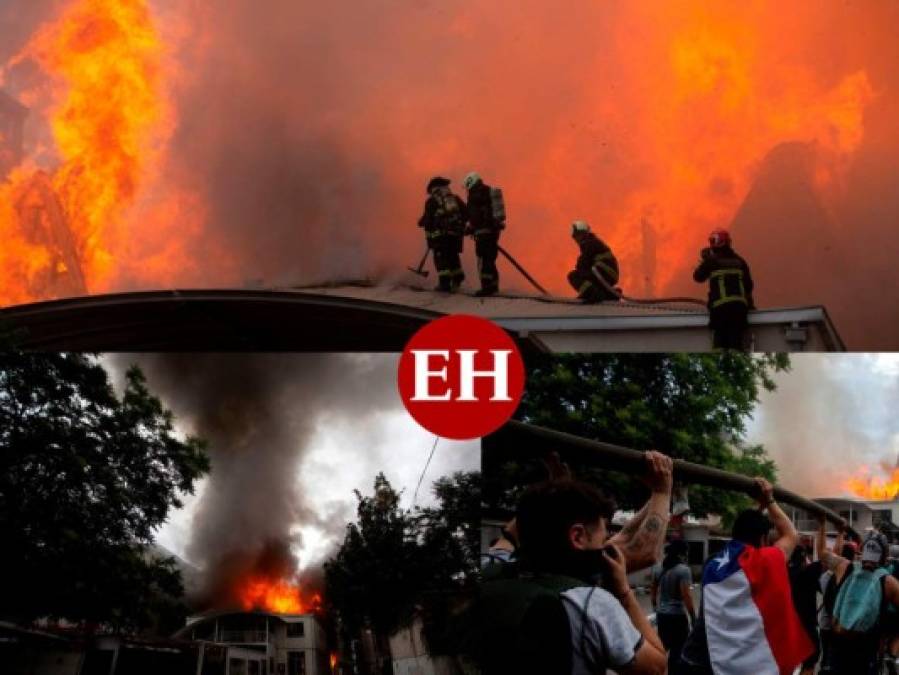 Incendios, saqueos y enfrentamientos en tercera protesta más intensa en Chile contra Piñera (FOTOS)