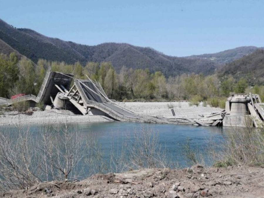 Las fotos que dejó el derrumbe de un puente en Italia