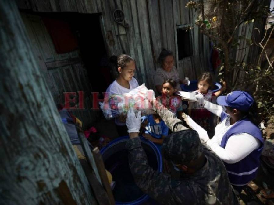 FOTOS: Así fue la entrega de alimentos en colonia Mary Flakes de la capital