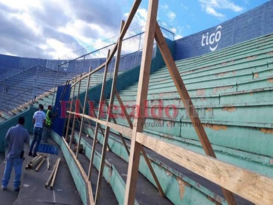 FOTOS: Con láminas dividen el sector Sol en el Estadio Nacional  