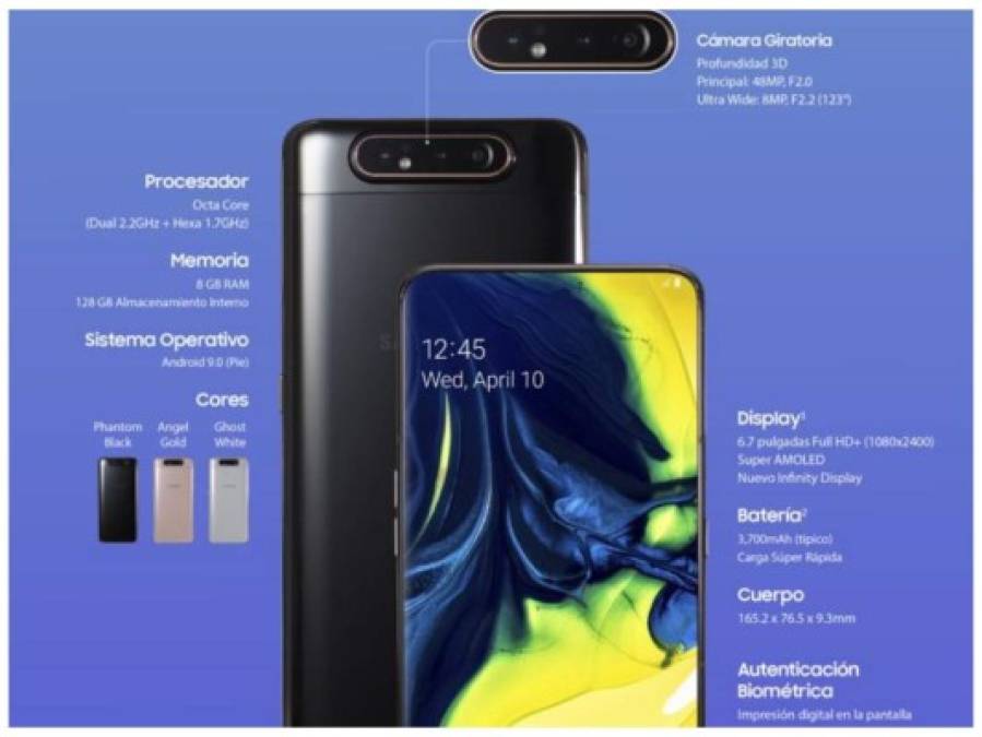 FOTOS: Así es el nuevo Samsung A80, el celular con cámara giratoria