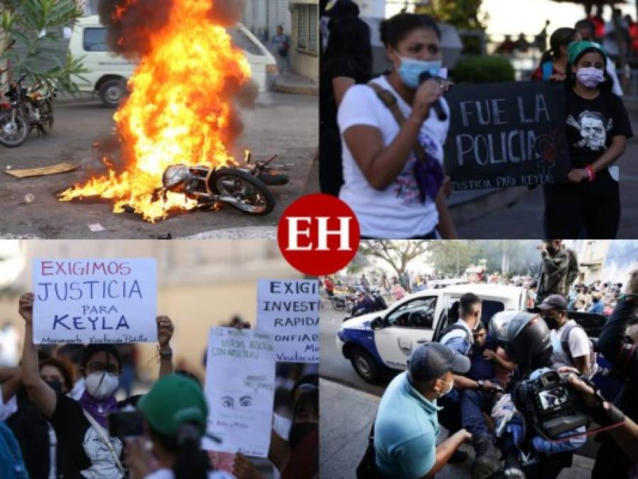 Lesionados, motos quemadas y consignas en protesta para exigir justicia para Keyla Martínez