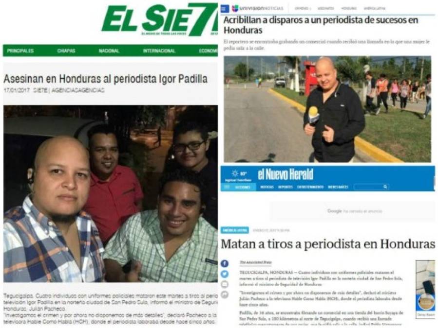 Medios internacionales destacan crimen contra el periodista hondureño Igor Padilla de HCH