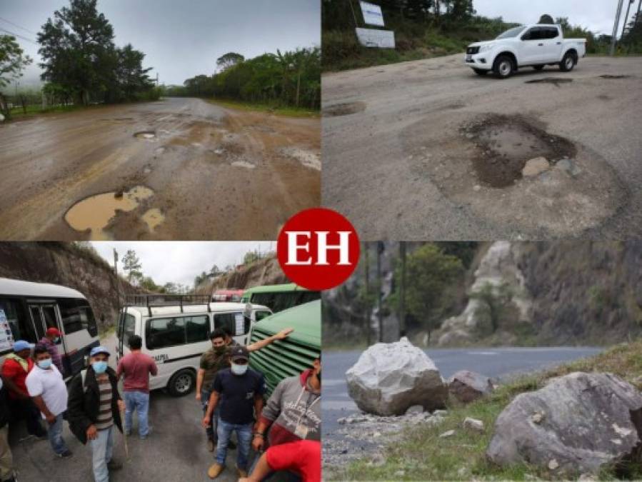 Protestan por mal estado de carreteras hacia la zona occidental y central de Honduras (Fotos)  