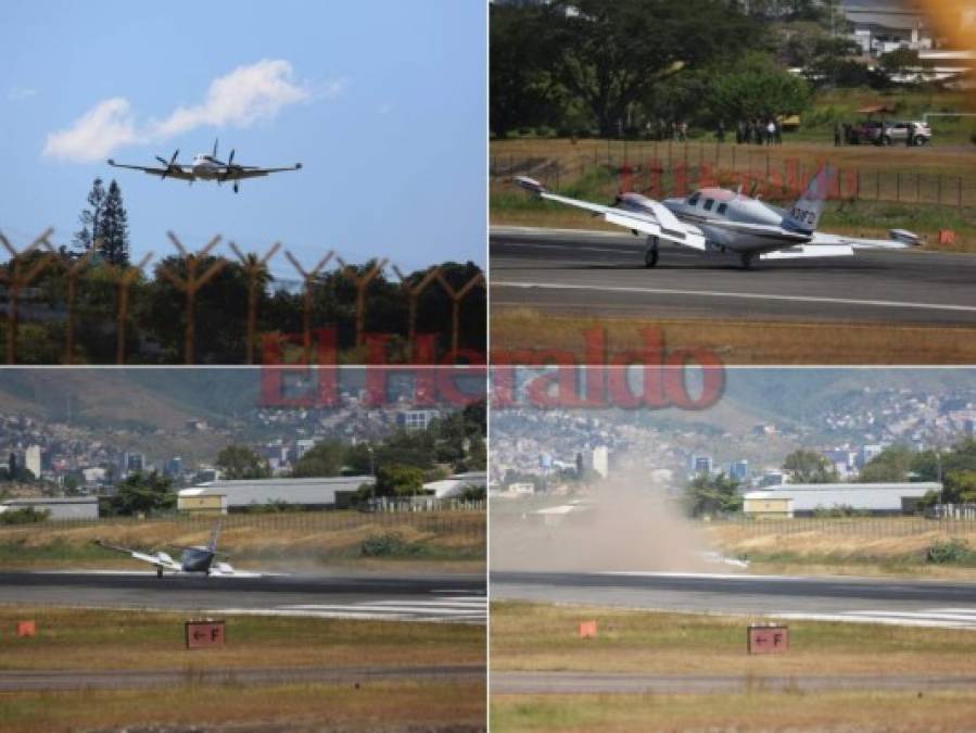 FOTOS: Así fue el aterrizaje de emergencia de una avioneta en el aeropuerto Toncontín