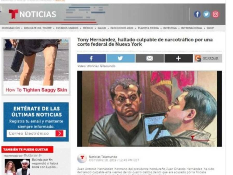 Así cubre la prensa internacional: Tony Hernández culpable