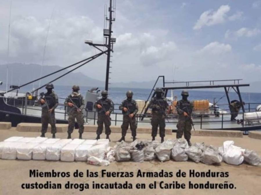 FOTOS: Así fue la potente incautación de droga en el Caribe hondureño