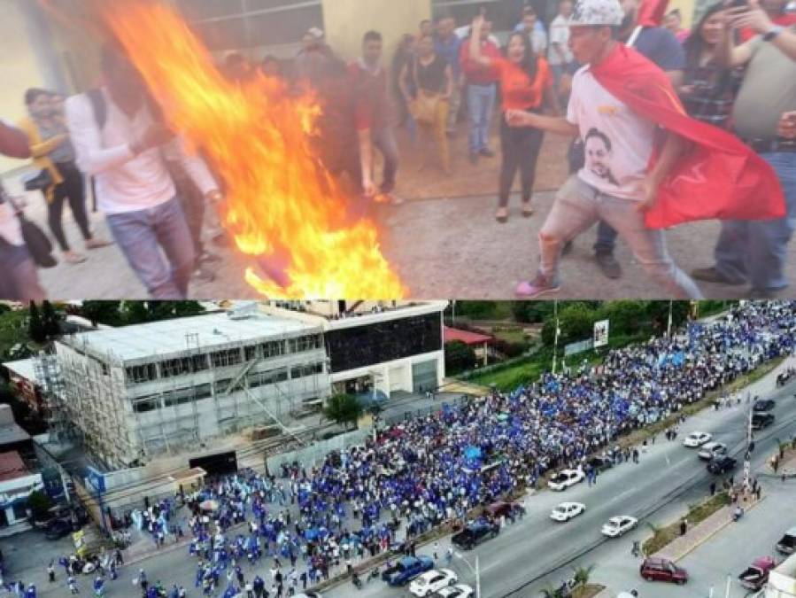 Impactantes imágenes de las marchas del Partido Nacional y Oposición