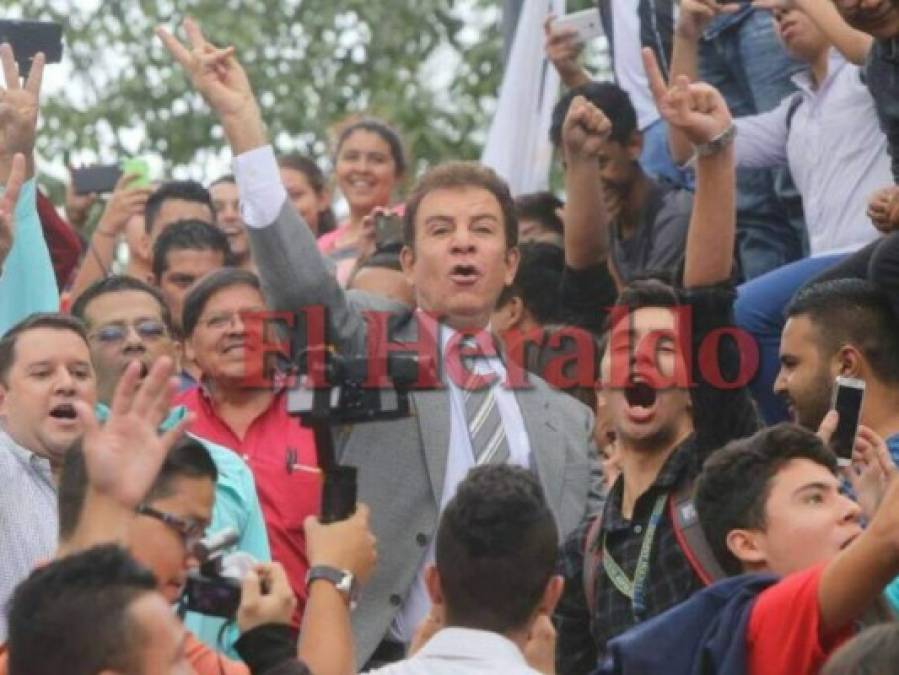 Con aplausos y ovaciones recibieron a Nasralla estudiantes de la UNAH