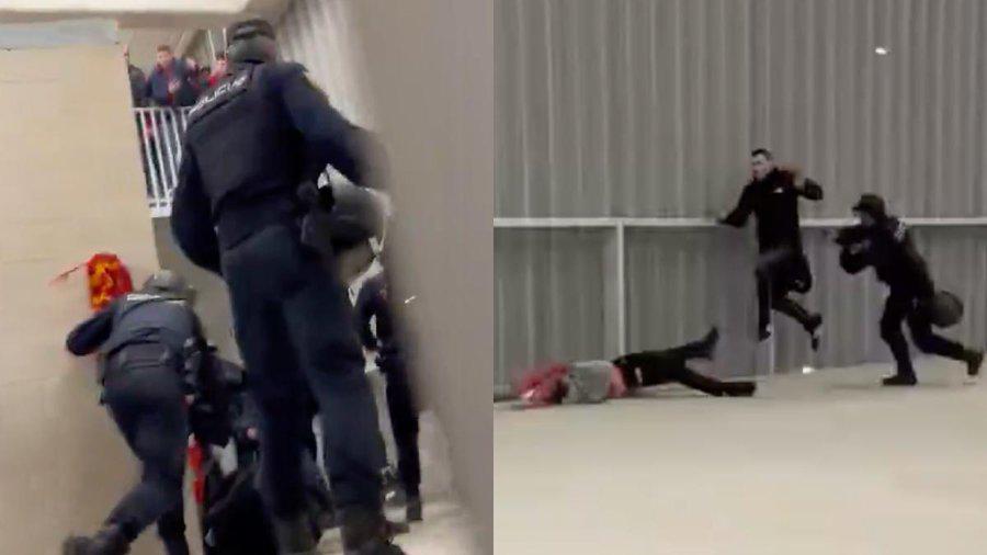 Aficionados de Osasuna fueron sometidos por la policía luego de triunfo al Real Madrid