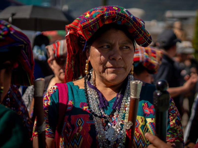 La alcaldesa indígena de Chajul, Engracia Reina Mendoza, en marzo de 2026 durante su participación en la marcha conmemorativa del día internacional de la mujer, en las calles de Nebaj. Foto: Nathalie Quan.