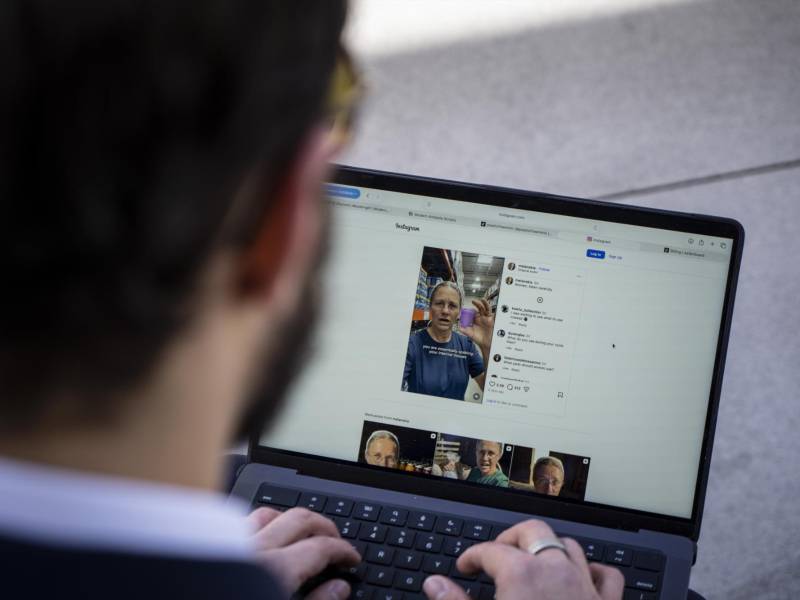 Josemaria Silvestrini, the owner of Modern Antidote, with a video of the Melanskia artificial intelligence avatar, in Beijing, Feb. 23, 2026. Silvestrini’s wellness supplement is sold on Amazon but marketed almost exclusively by artificial intelligence avatars. (Qilai Shen/The New York Times)