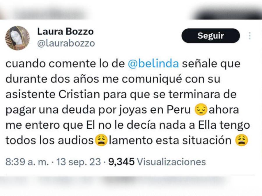 Le sirvió de aval: Laura Bozzo pide a Belinda pagar deuda millonaria en joyas