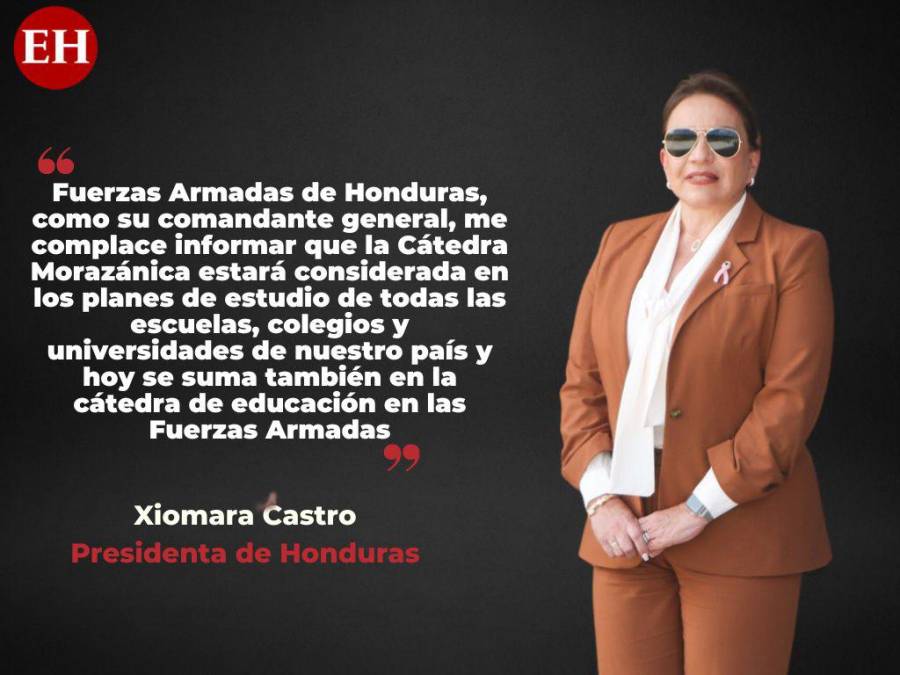 Incluir Cátedra Morazánica en los centros educativos: frases de Xiomara Castro en el Día del Soldado