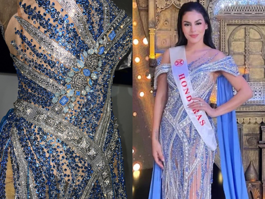 El deslumbrante vestido de Miss Honduras Mundo en la gala final brilla con cristalería azul