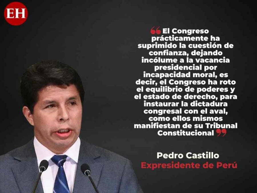 Frases de Pedro Castillo al anunciar disolución del Congreso Nacional y declarar estado de excepción en Perú