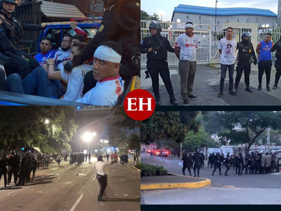 Disturbios y seis detenidos: las imágenes del enfrentamiento entre aficionados de Olimpia y Municipal en Guatemala