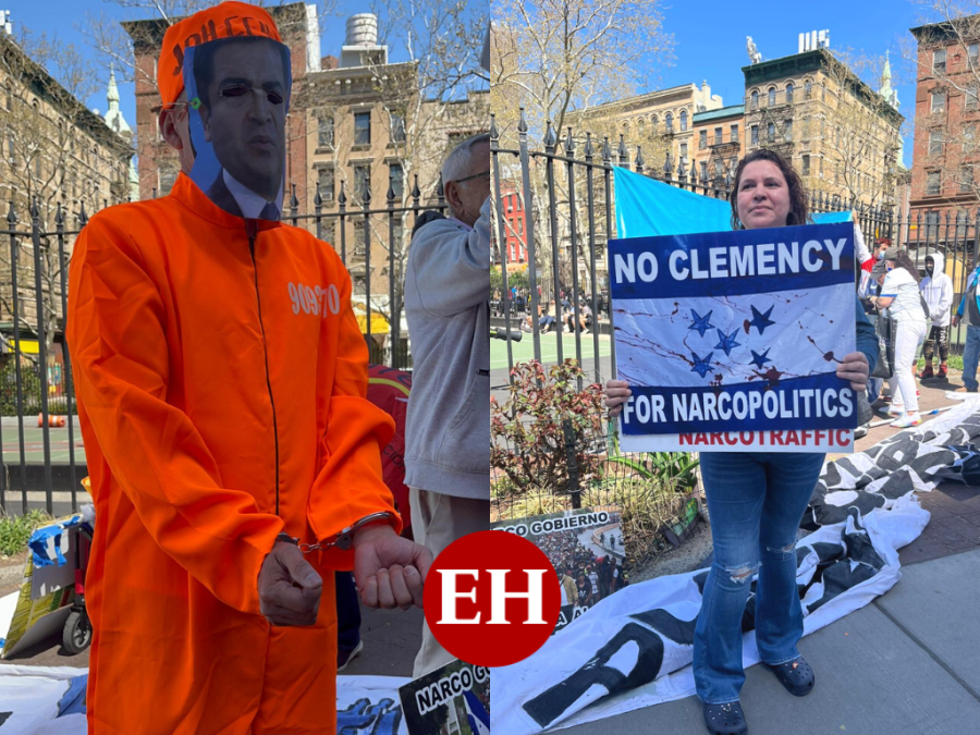 Hondureños protestan afuera de la corte en NY durante audiencia de JOH